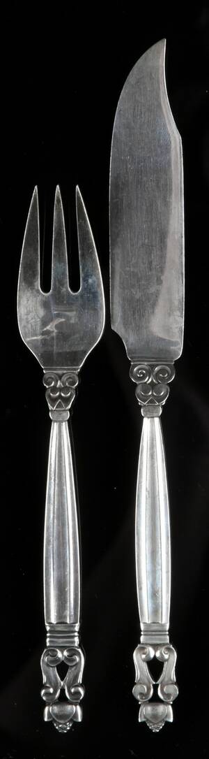 Johan Rohde for Georg Jensen. Kongemønster. Fiskebestik 24