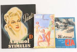 Reklamskyltar 3st, omkring 1900-talets mitt