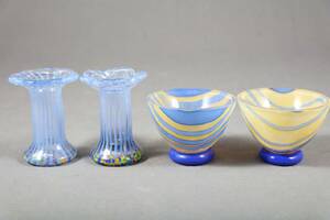 ANNA EHRNER FÖDD 1938, SKÅLAR ETT PAR, KOSTA BODA, SIGNERADE 1996, HÖ 5.5, DIAM 8.5 CM, SAMT MONICA BACKSTRÖM, FÖDD 1939, VASER ETT PAR, KOSTA BODA, SIGNERADE, HÖ 8.5 CM