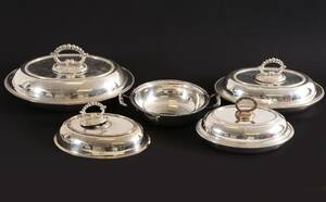 Serveringsdelar 5st, nysilver, 1900-tal