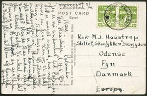 1935. Paquebot - Colombo Paquebot dagstempel som annullering på dansk postkort sendt fra MS Jutlandia, 7.5.1935.