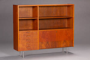 Dansk møbelproducent. Bogreol, teaktræ, 1960erne