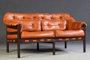 Arne Norell, 2-Sitzer Ledersofa für Coja, 1960er Jahre