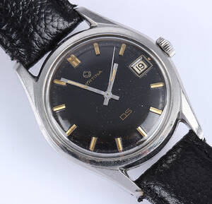 Certina DS. Vintage herreur i stål med sort skive med dato, ca. 1970erne