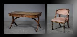 Skrivebord med stol, mahogni, regency stil 2