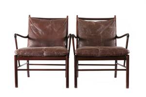 Karmstolar ett par, Colonial Chair, Ole Wanscher för Poul Jeppesen, Danmark