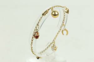 ARMBAND, bismarck, med berlocker, 6 st, guld, 18 k, ca 7,5 g