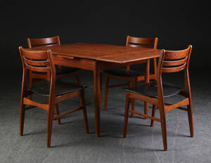 Spisebord af teak, fire spisestole, Faldsled m.fl. 5