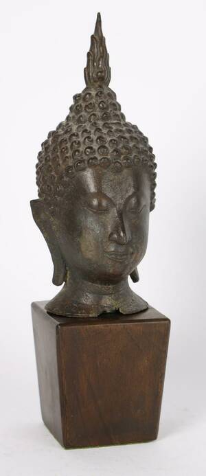 Buddha hoved støbt af bronze, Thailand