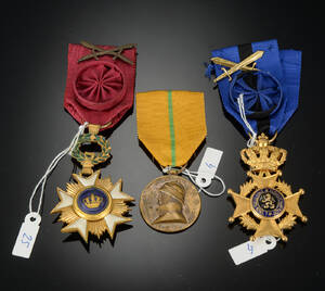 Tre belgiske medaljer med diplomer 3