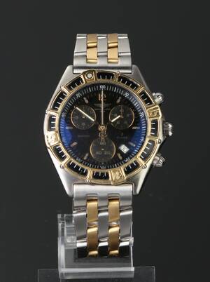 Breitling J-Class. Herrechronograf i 18 kt. guld og stål med sort skive, 1990erne Denne vare er sat til omsalg under nyt varenummer 5080815