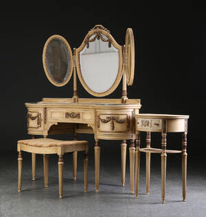 Toiletmøbel, skammel samt kommode, Louis XVI stil 3