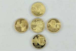 MINNESMYNT, 5 st, förgyllt silver, Sveriges regenter