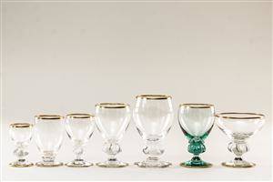 Holmegaard. Gisselfeldt glasbesætning med guldkant 82