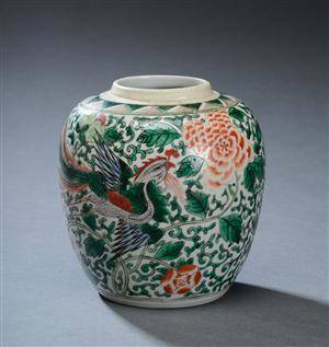 Wucai bojan af porcelæn, Kina, 1600-1700-tallet.