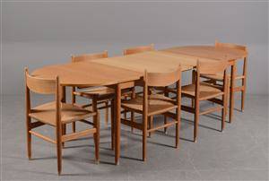 Hans J. Wegner, seks spisestue stole, CH-36 samt spisebord 7