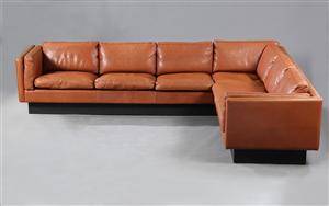 Slutpris för thams møbelfabrik, hjørnesofa, læder. Hjørnesofa læder