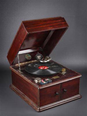 Parlophone grammofon i kasse af mahogni