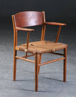 Børge Mogensen. Armstol af eg og teak