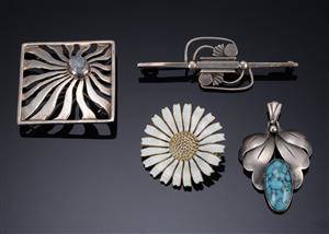 Fire brocher af sølv Georg Jensen, Anton Michelsen m.fl. 4