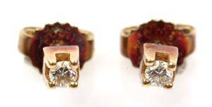 Par diamant ørestikkere i 14 kt guld 2
