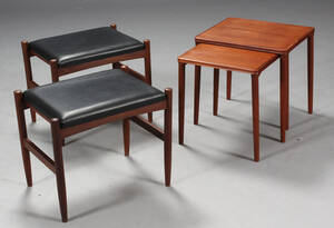 Dansk møbelproducent. Par skamler og indskudsborde, teak 4