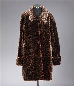 Leopard frakke af kunstpels. Str 46