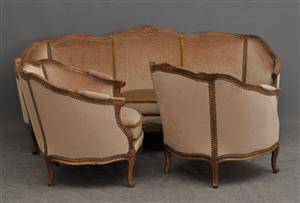 Baljsoffa med ett par baljfåtöljer, gustaviansk stil 3