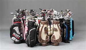 Stort restparti golfbag`s med div. golfkøller.