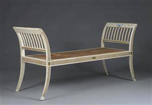 Louis XVI bænk af dekoreret, hvidmalet træ, ca. 1790