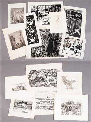 Konvolut aus 14 Graphiken der Moderne, u.a. Teuber, Hopf, Grimm 14