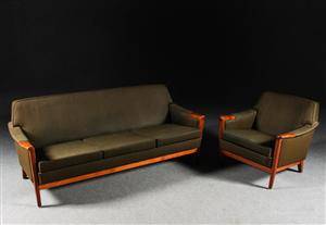 Soffgrupp, soffa och fåtölj, teak, 1960-tal
