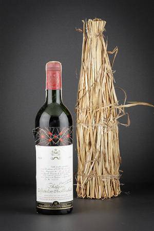 1 flaske Chateau Mouton Rotschild 1. Cru 1959 i original halm