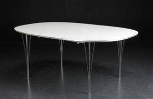 Piet Hein Bruno Mathsson. Super Ellipse spisebord med to tillægsplader 3
