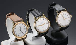 Tre vintage herrearmbåndsure - Roamer, Zodiac og Pierce