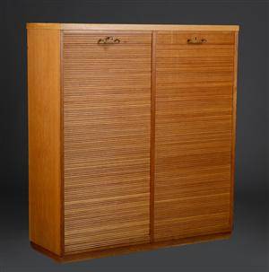 Dobbelt jalousiskab, eg og teak, 1950erne