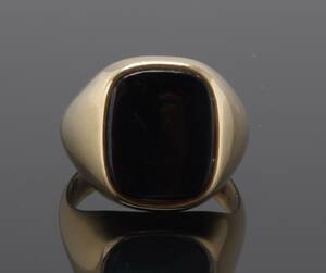 Vintage herrering med onyx, 14 kt. guld