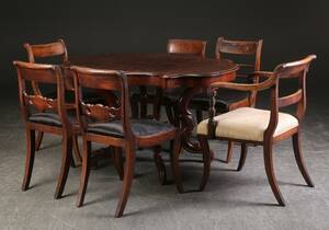 Nyrokoko salonbord med seks senempire regency stole, 1800-tallet 7