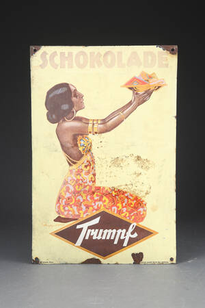 Trumpf Schokolade. Emaljeskilt