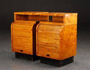 Art Deco. Par sengeborde af birk 2