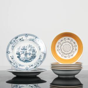 PORSLIN Gefle Maria 5 delar, 2 delar äldre Rörstrandstallrikar