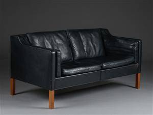 Børge Mogensen. To-pers. sofa, model 2212, originalt læder