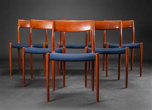 N.O. Møller. Seks stole af teak model 75 6