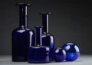 Otto Brauer for Kastrup Holmegaard. Tre vaser af blåt glas 5