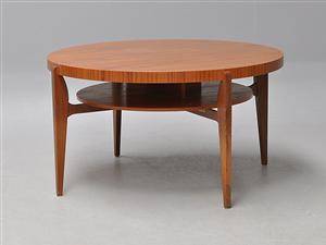 Rundt sofabord, fineret teak, Hohnert, ca. 1950-1960