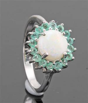 Emerald and opal ring