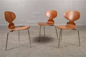 Arne Jacobsen, stolar 3100 Myran, teak