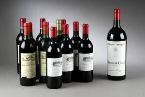 En samling Bordeaux rødvine bl.a. Château la Cardonne 1990 10