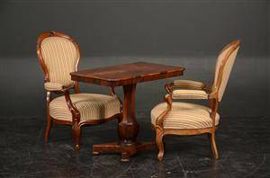 To nyrokoko-stole samt bord, 1800-tallet 3