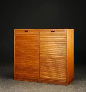 Dobbelt jalousiskab, eg og teak, 1950erne, Næstved Møbelfabrik